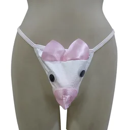 Men Fancy Bunny G String Underwear - Free, White, Bunny Free size