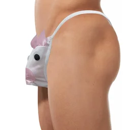 Men Fancy Bunny G String Underwear - Free, White, Bunny Free size