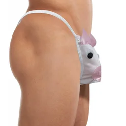 Men Fancy Bunny G String Underwear - Free, White, Bunny Free size