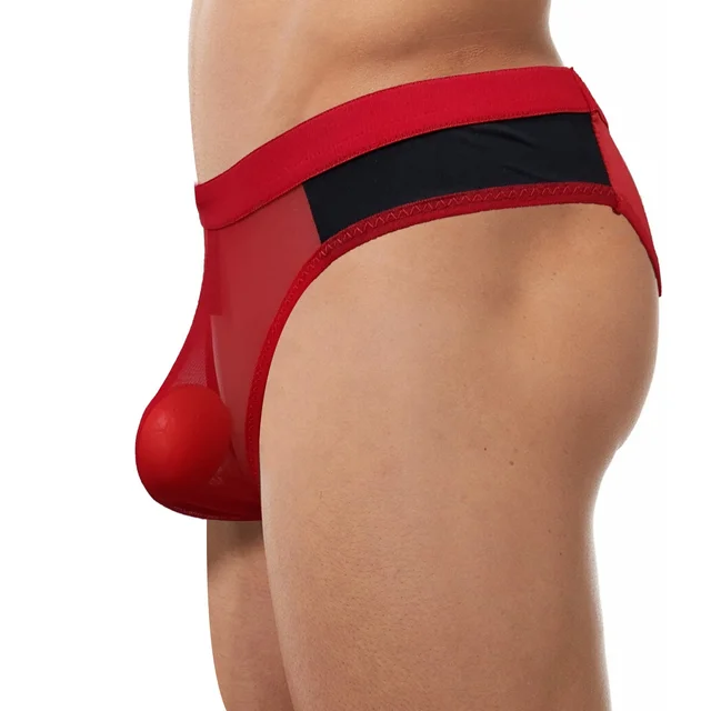 Men Fancy Net Trans Underwear - Free, Red, Free Size