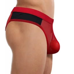 Men Fancy Net Trans Underwear - Free, Red, Free Size