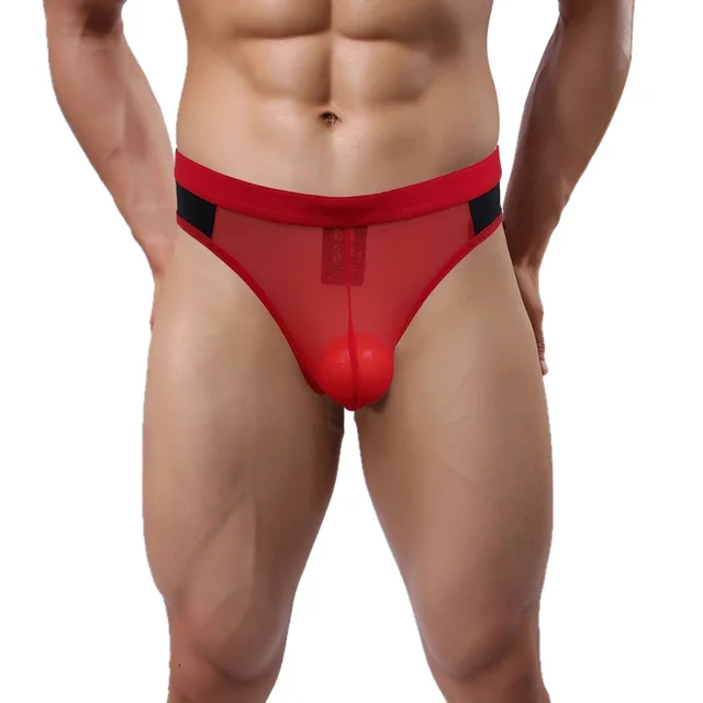 Men Fancy Net Trans Underwear - Free, Red, Free Size