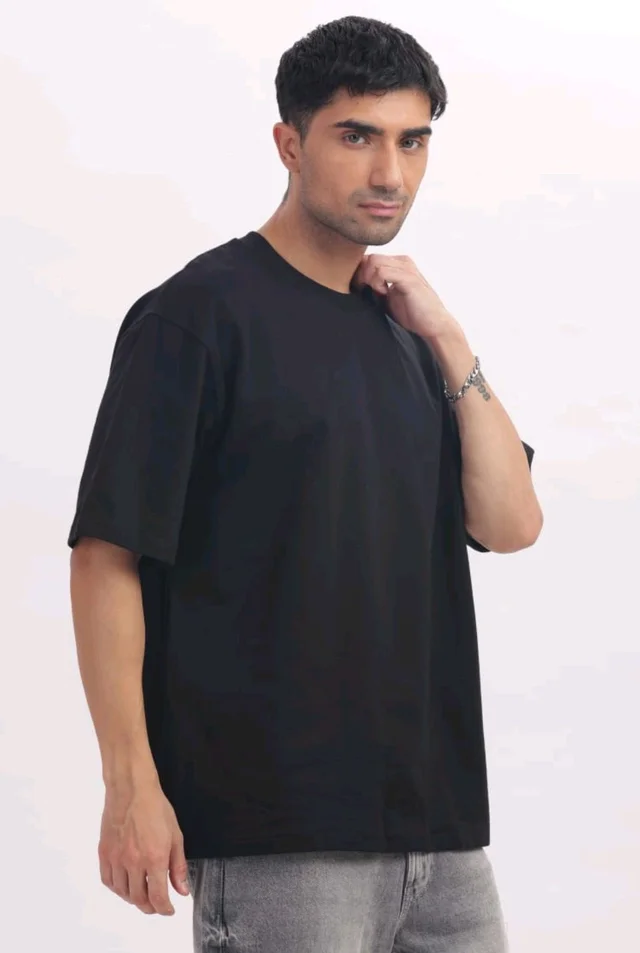 FrenchTerry Oversized Unisex Tshirt (Black) - Small