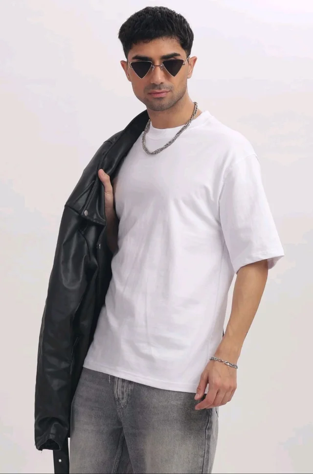 FrenchTerry Oversized Unisex Tshirt (White) - Small