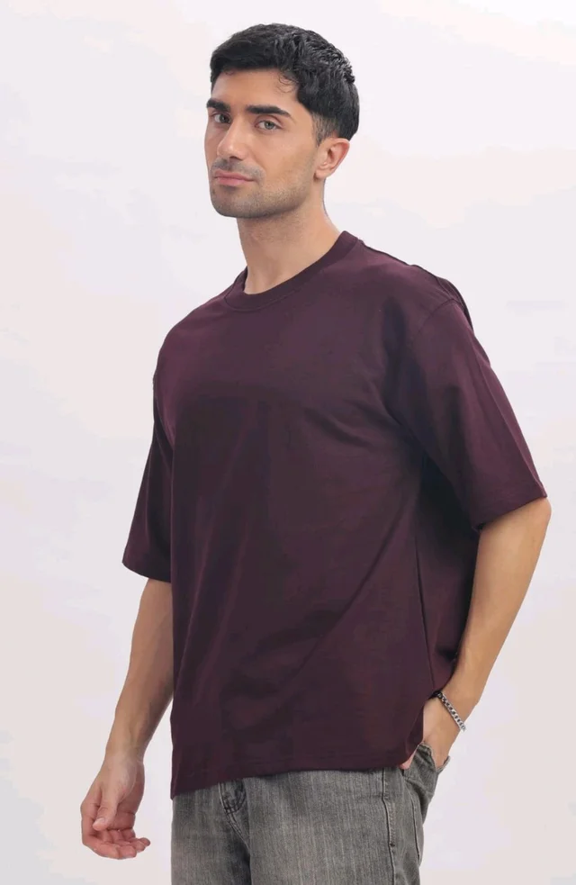 Living Age FrenchTerry Oversized Unisex Tshirt (Grape Wine) - Small