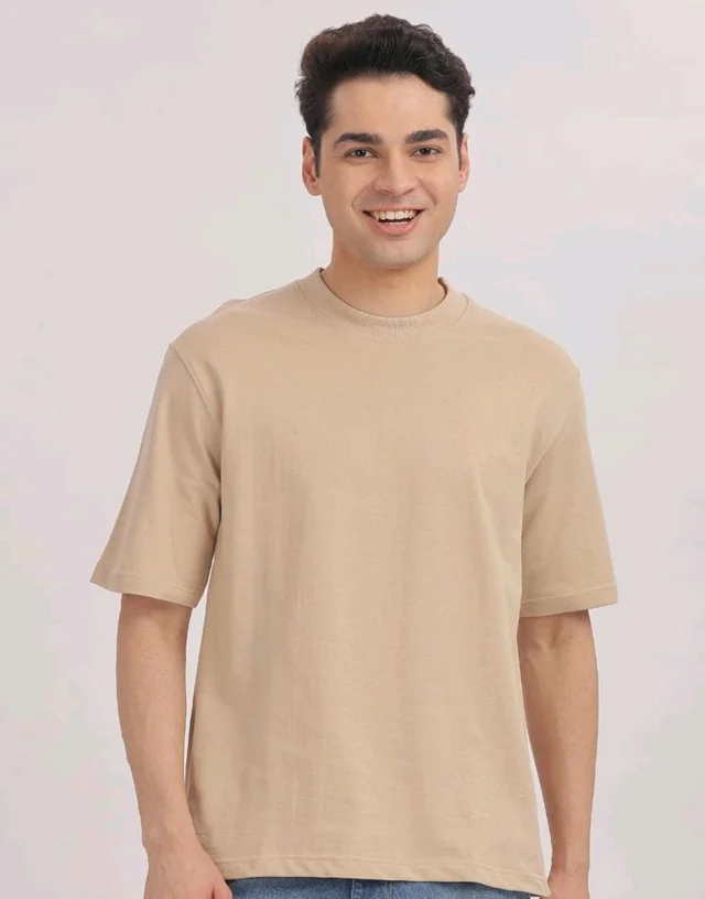 FrenchTerry Oversized Unisex Tshirt (Cream) - Medium
