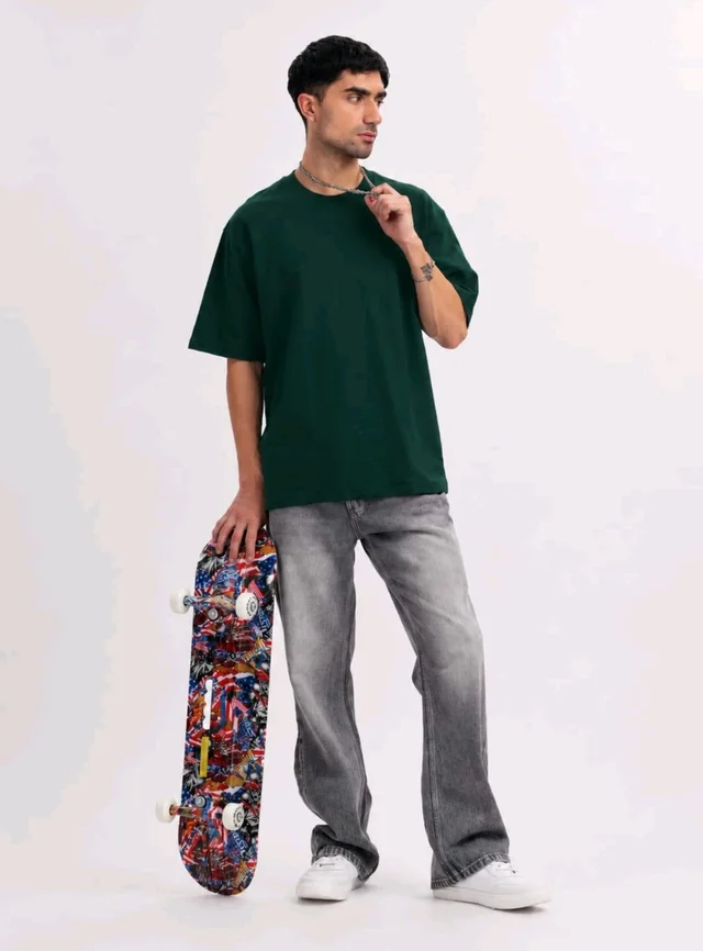 FrenchTerry Oversized Unisex Tshirt (Forest Green) - Large