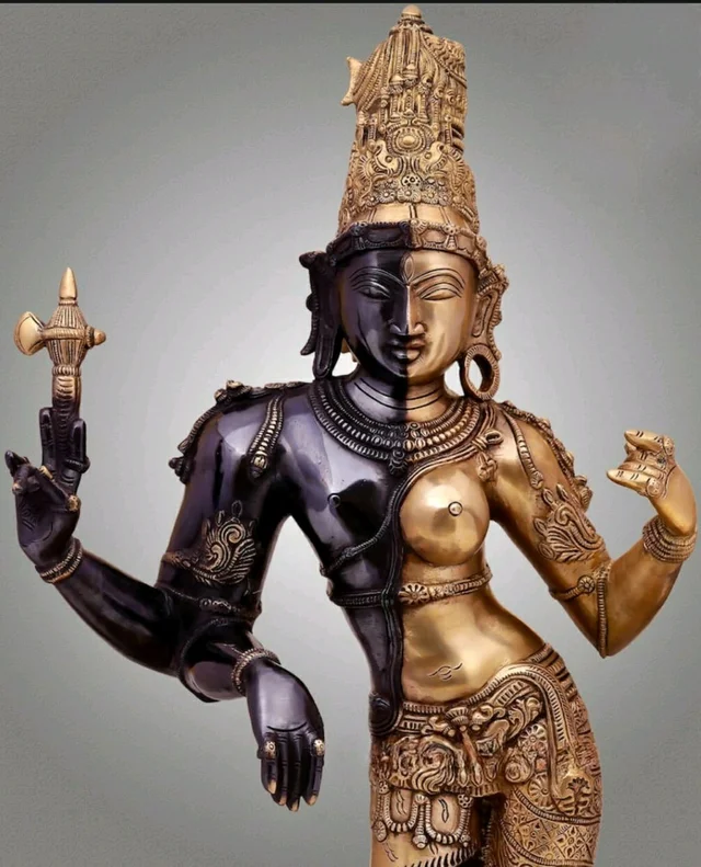 Ardhanarishvara Brass Idol, Dual Tone , 26 Inch