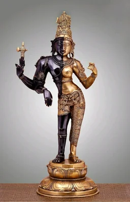 Ardhanarishvara Brass Idol, Dual Tone , 26 Inch
