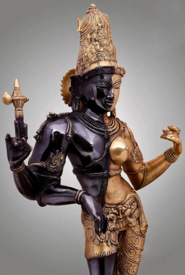 Ardhanarishvara Brass Idol, Dual Tone , 26 Inch