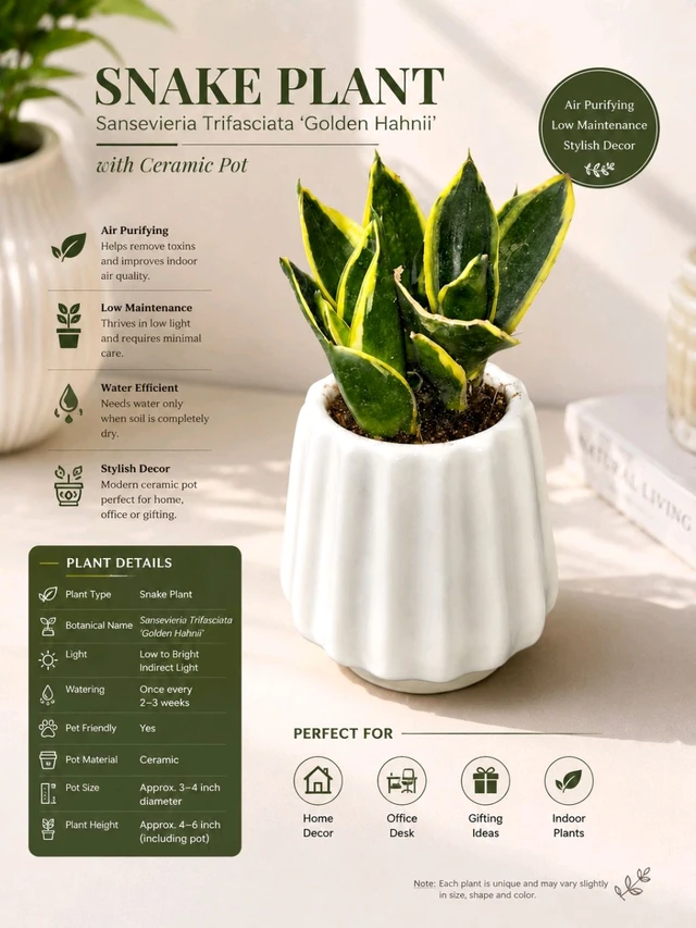 Snake Plant With Ceramic Pot