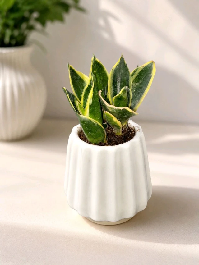 Snake Plant With Ceramic Pot