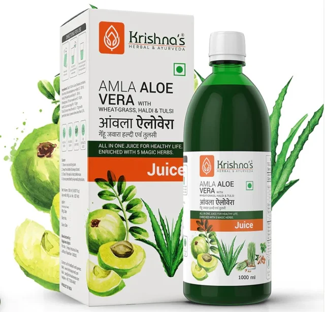 Krishna Amla Aloe Vera Wheat grass Haldi Tulsi Juice - 1000ml