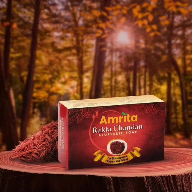 AMRITA DRUGS Rakta Chandan Ayurvedic Soap - Amrita - 75Gm