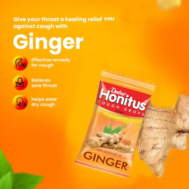 DABUR INDIA LIMITED Honitus Cough Drops Ginger - Dabur - 100Tablet