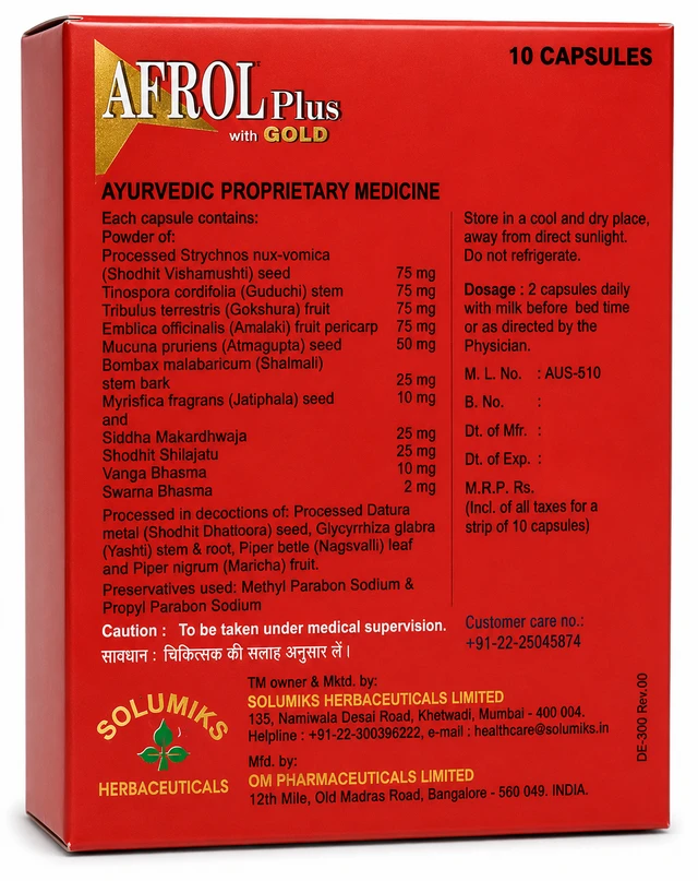 SOLUMIKS HERBACEUTICALS Afrol Plus Capsule - Solumik - 10 Capsules