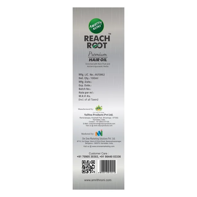 MS.VAL YOU PRODUCTS Amrith Noni Reach Root Premium Hair Oil - Ms Val You Product - 100Ml