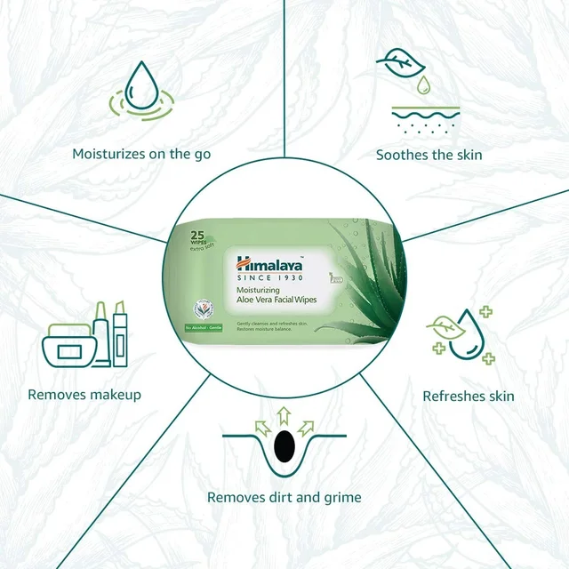 HIMALAYA PHARMA Moisturizing Aloevera Facial Wipes - Himalaya - 10's