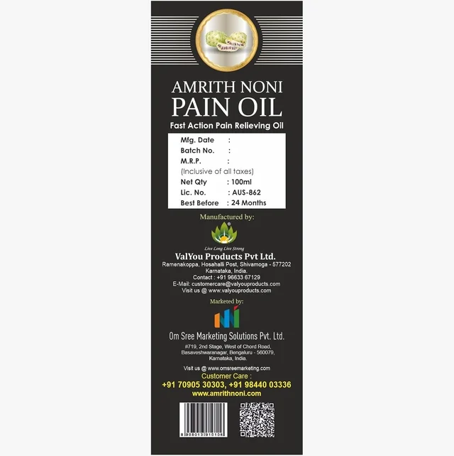 MS.VAL YOU PRODUCTS Amrith Noni Pain Oil - Ms. Val You Product - 100Ml