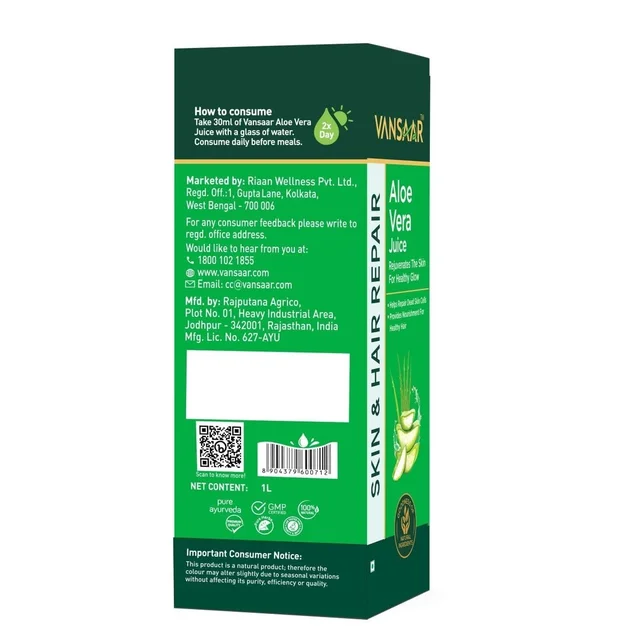 Vansaar Aloevera Juice - Vansaar - 1L