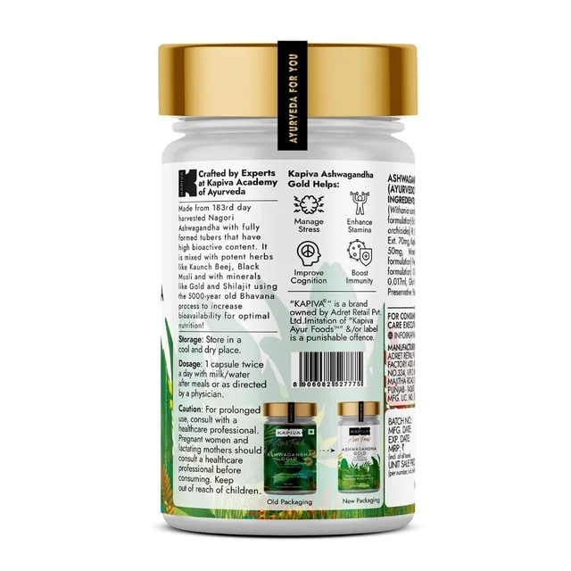 KAPIVA Ashwagandha Gold Capsules - Kapiva - 30Capsule