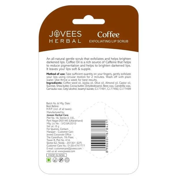 JOVEES HERBAL CARE Coffee Exfoliating Lip Scrub - Jovees - 8g