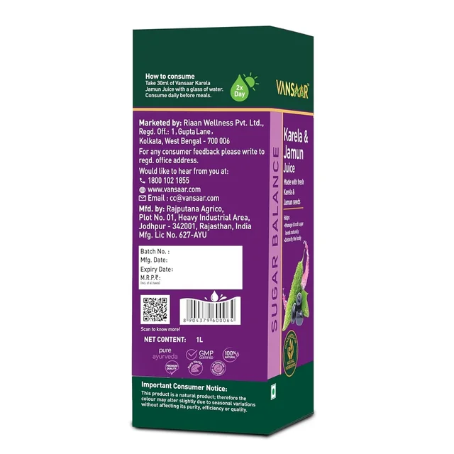 Vansaar Karela & Jamun Juice - Vansaar - 1L