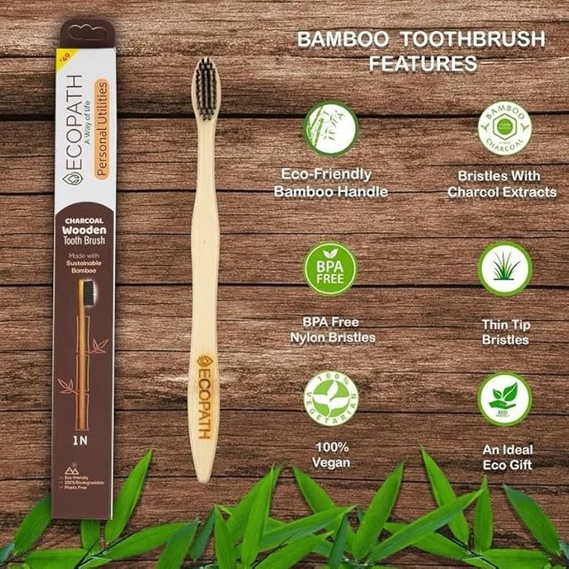 PINNACLE INNOVATORY Ecopath Charcoal Wooden Tooth Brush - Pinnacle Innovatory - 1