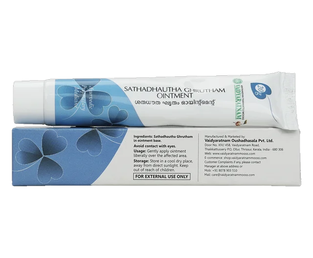 VAIDYARATHNAM Sathadhautha Grutham Ointment - Vaidyaratnam - 20Gm