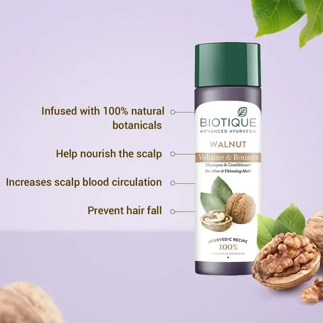 BIOTIQUE Walnut volume & bounce shampoo and conditioner- Biotique - 120ml