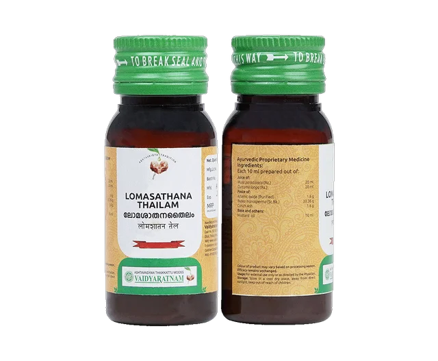 VAIDYARATHNAM Lomasathana Tail - Vaidyaratnam - 25Ml