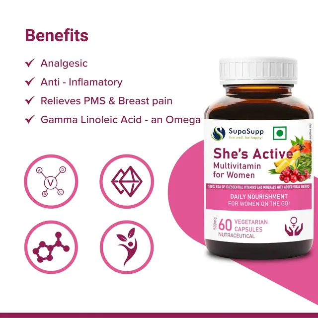 SRI SRI AYURVEDA She's Active Multivitamin Capsules - Sri Sri - 60 Capsules