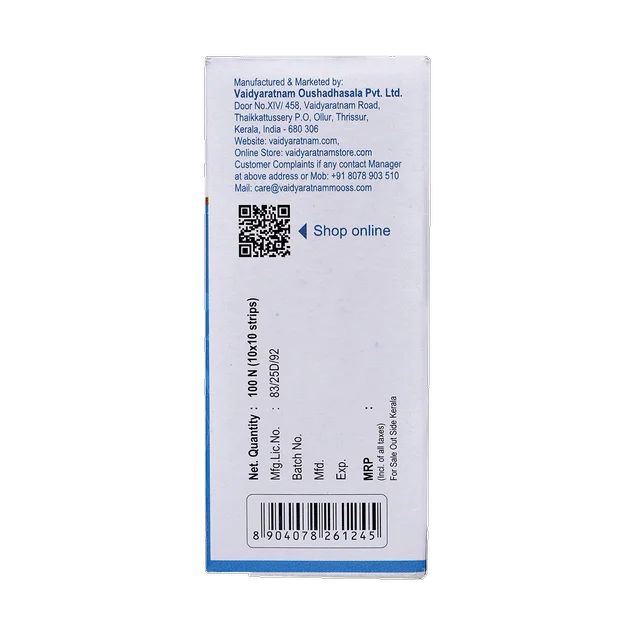 VAIDYARATHNAM Rheumacalm Tablet - Vaidyaratnam - 10 Tablets