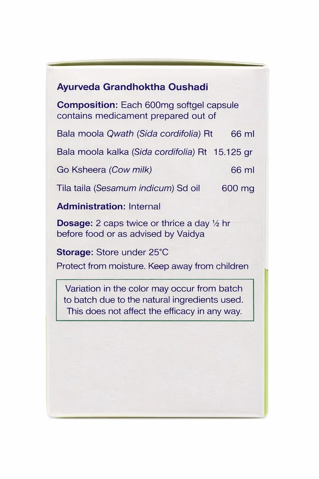 SAHASRAYOGAM Ksheerabala 101 600Mg Sahasra yogam - 100Capsule