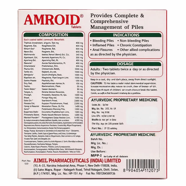 AIMIL PHARMACEUTICAL Amroid Tablets - Aimil - 30 Tablet