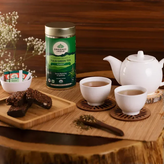 ORGANIC INDIA Tulsi Green Tea Classic (Tin) - Organic - 100gm
