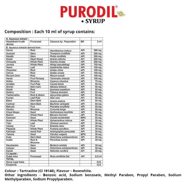 AIMIL PHARMACEUTICAL Purodil Syrup - Aimil - 200Ml