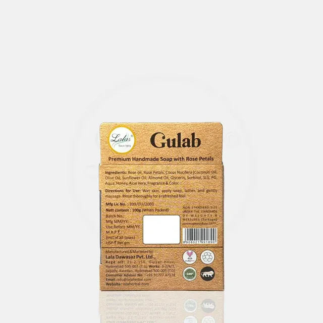 LALA DAWASAZ PVT LTD Gulab Soap - Lalas - 100Gm