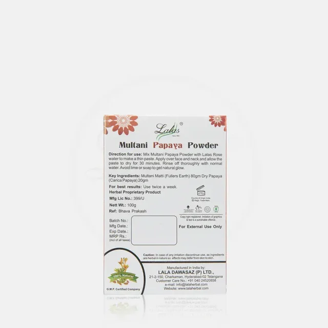 LALA DAWASAZ PVT LTD Multani With Papaya - Lalas - 100Gm