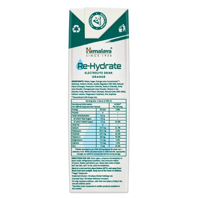 HIMALAYA DRUGS Re-Hydrate Electrolyte Drink - Himalaya - 200ml