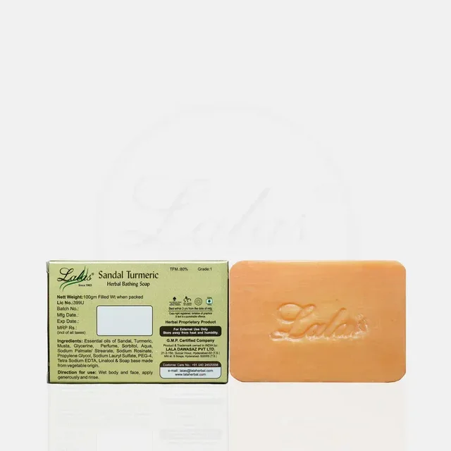 LALA DAWASAZ PVT LTD Sandal Turmeric Soap - Lalas - 100Gm