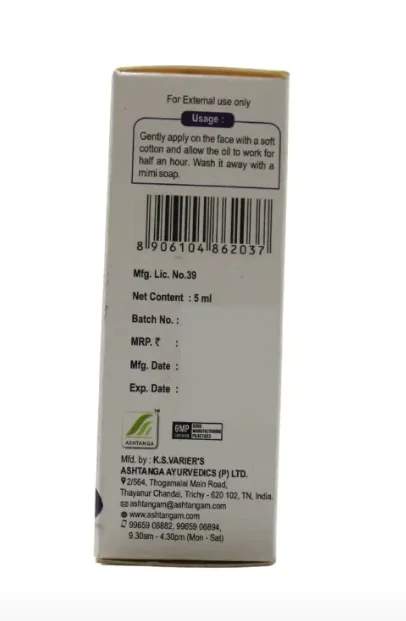 ASHTANGA AYURVEDICS Kumkumadi Tailam Ashtanga - 5Ml
