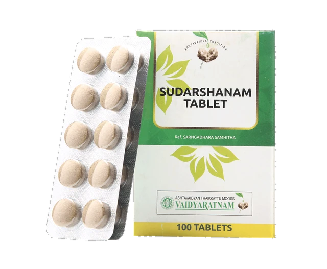 VAIDYARATHNAM Sudarshanam Tablet - Vaidyaratnam - 10 Tablets