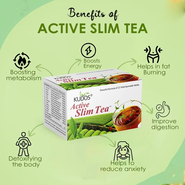 KUDOS AYURVEDA Active Slim Tea - Kudos (2G X 30 Tea Bags) - 2Gm