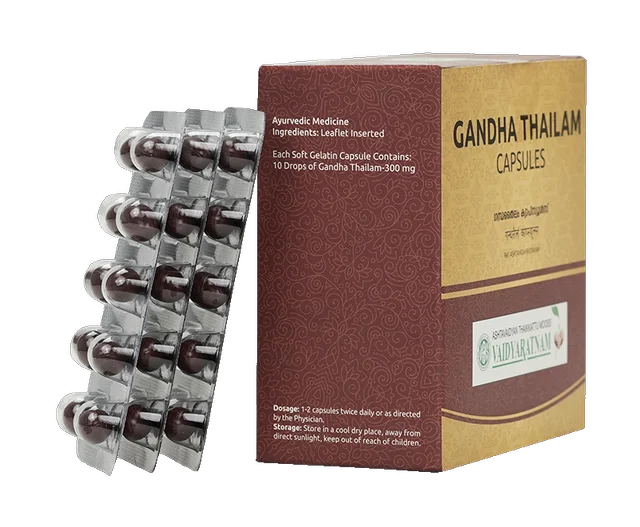 VAIDYARATHNAM Gandha Tail Capsules - Vaidyaratnam - 10 Capsules