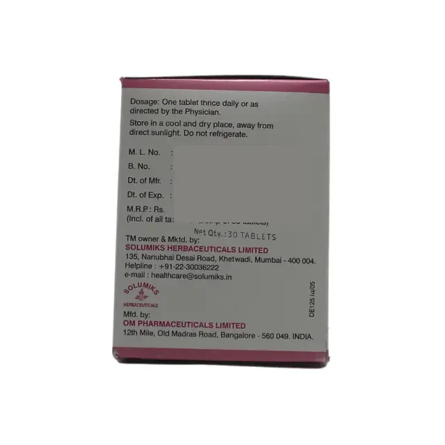 SOLUMIKS HERBACEUTICALS Ashotone Tablet - Solumik - 30 Tablets