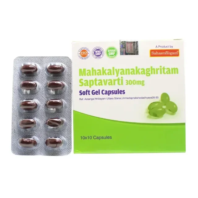 SAHASRAYOGAM Mahakalyanakaghritam Saptavari Softgel - Sahasra Yogam - 100Capsule