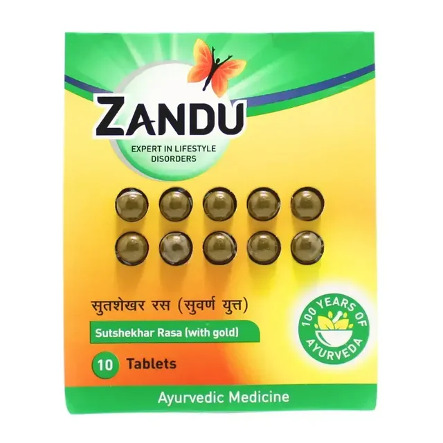 ZANDU Sutshekhar Rasa (With Gold) - Zandu - 10Tablet