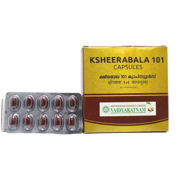 VAIDYARATHNAM Ksheerabala 101 Capsule (12%) - Vaidyaratnam - 10 Capsules