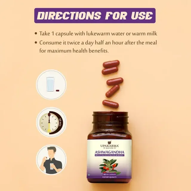 MANKIND PHARMA Ashwagandha 500Mg Veg Capsule - Upkarma - 90Capsules